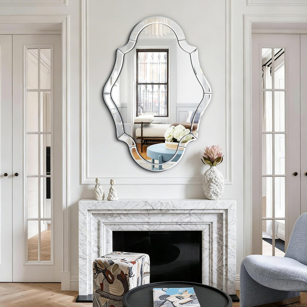 40"x28" Large Scalloped Beleved Decorative Mirror