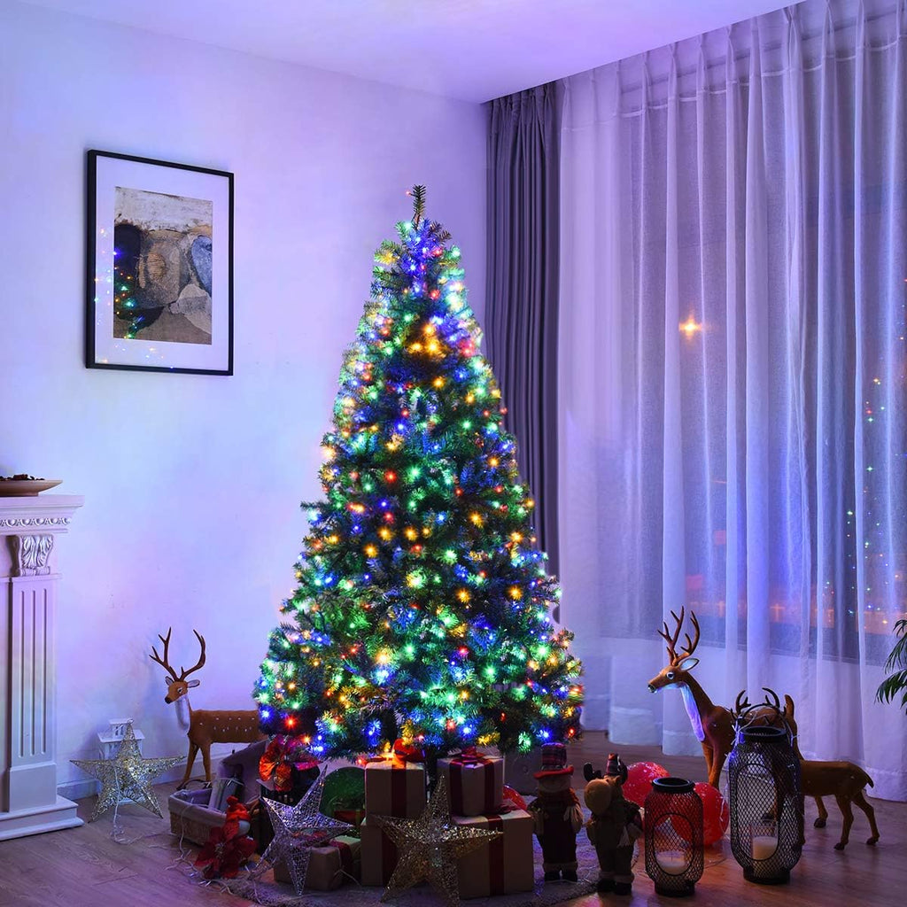 7 FT Pre-lit Christmas Tree, Artificial Holiday Xmas Tree | 500 Warm White & Multicolored Lights, 11 Modes, 1570