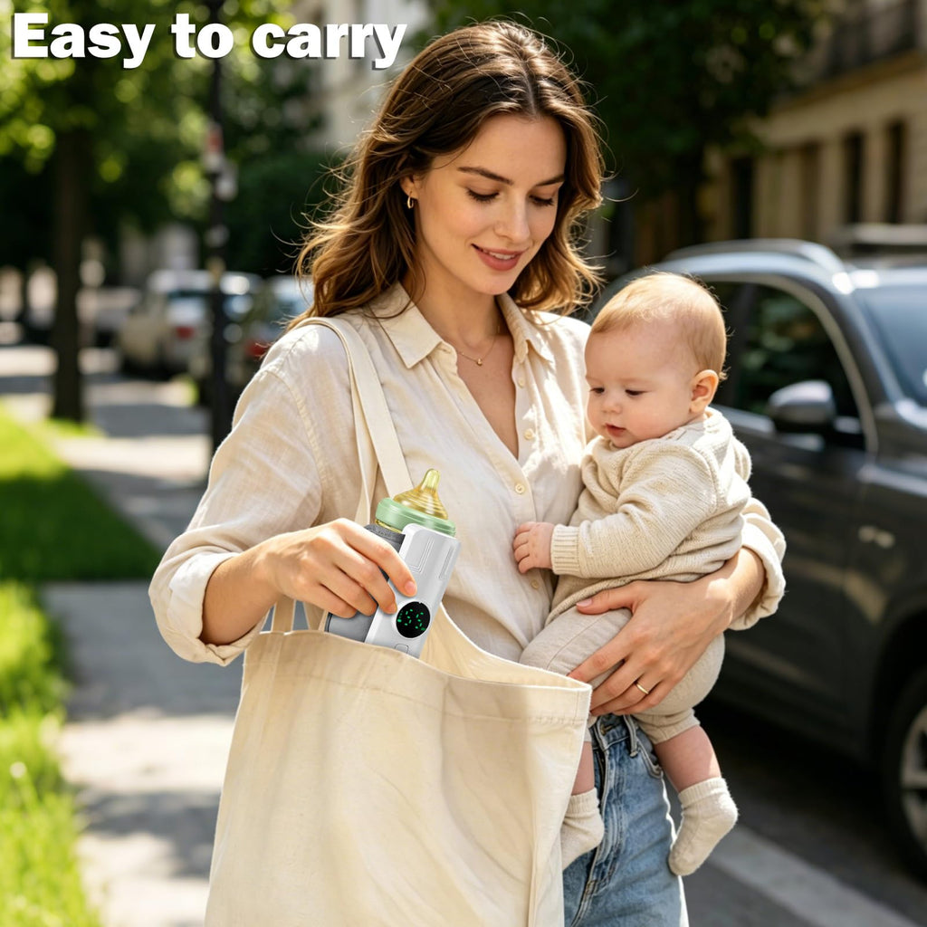 Portable Battery-Powered Baby Bottle Warmer with Temperature Display, Travel-Friendly Milk Warmer for On-the-Go