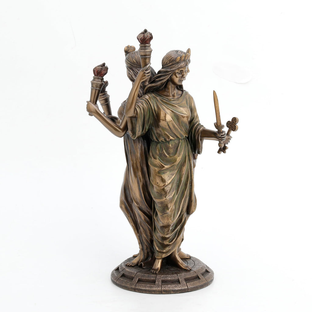 Large Bronze Finish Greek Goddess Hecate Triple Goddess Statue Figurine