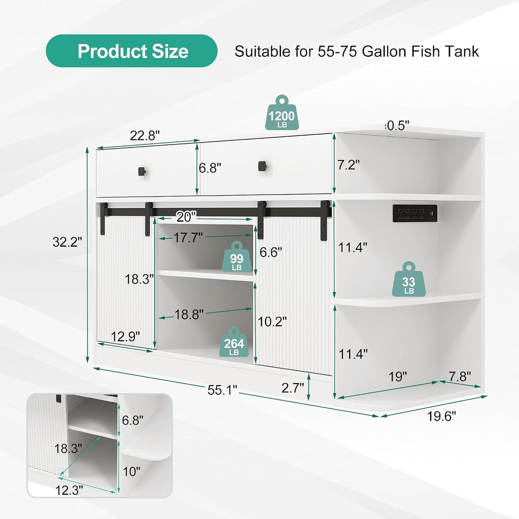 55-75 Gallon Fish Tank Stand, 1200 LBS Capacity