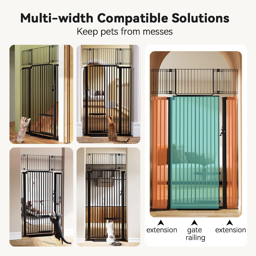 71" Extra Tall Pet Gate, 29.5-40.6" Wide with Adjustable Cat Door