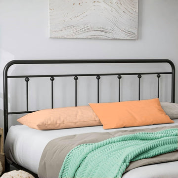 Metal Headboard, Adjustable Height, Farmhouse Victorian Style, Headboard Only Black