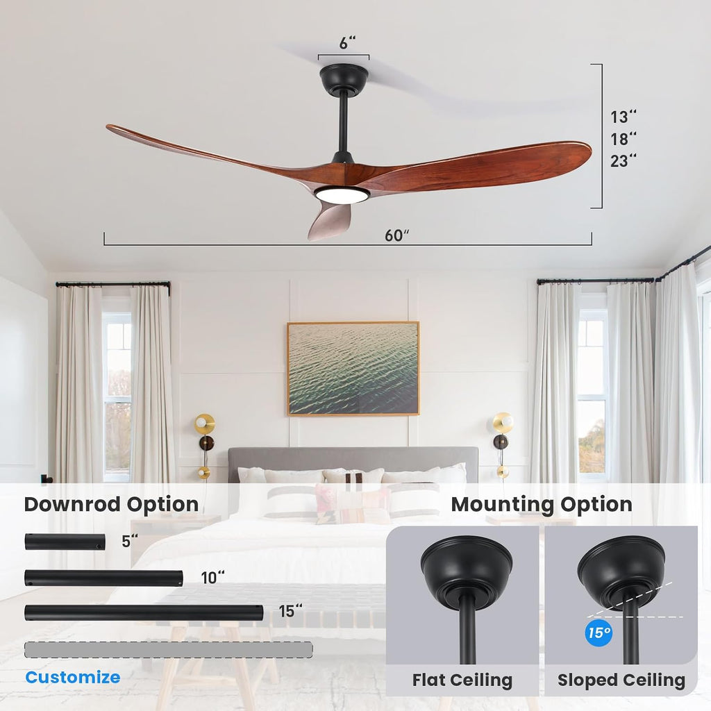 60 Inch Outdoor Ceiling Fan with Light and Remote