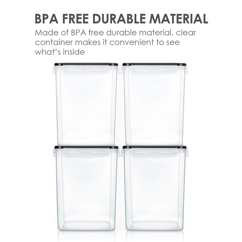5.2L Flour Sugar Storage Containers, 4 PCS, Black