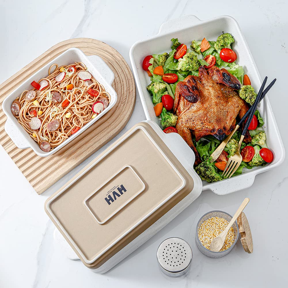 Baking Dish Set, 9x13 Baking Dish, Large Casserole Dish Set, Ceramic Lasagne Pan Deep, Baking Dishes for Casseroles