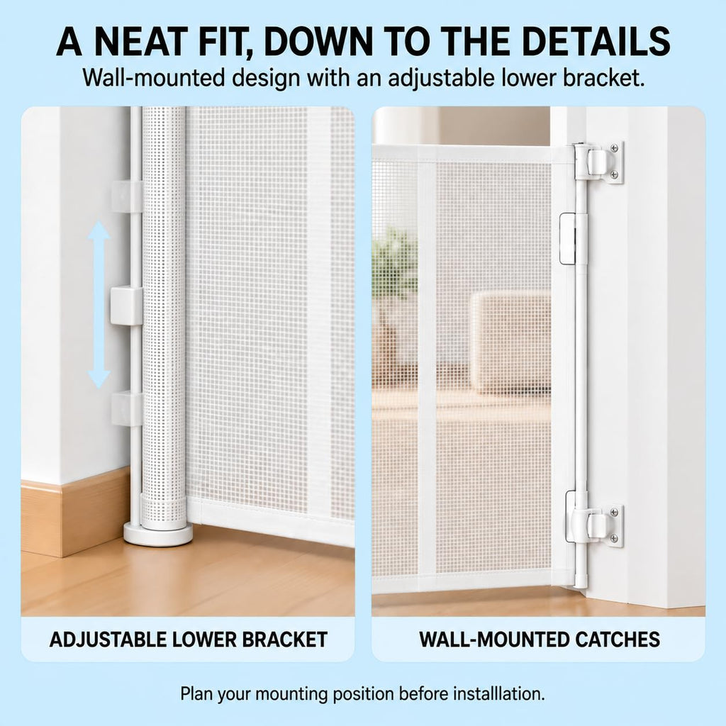 120" Extra Wide Retractable Baby Gate, 43" Tall Dog Gate for Stairs