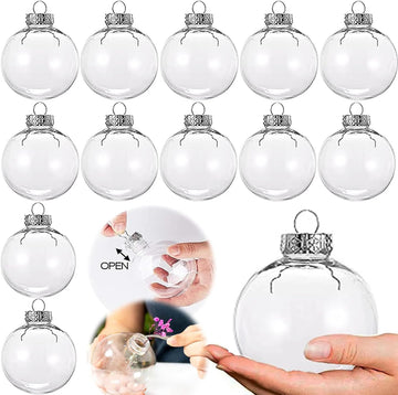 80MM Clear Plastic Fillable Ornament Balls for Xmas Decor - Set of 12
