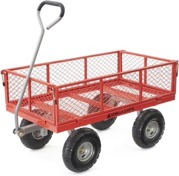 800-Pound Capacity Heavy Duty Steel Mesh Versatile Utility Garden Wagon with Easy Grip Handle for Outdoor Hauling