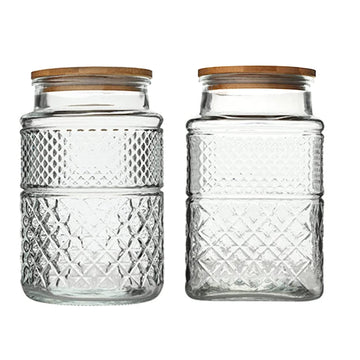 60 FL OZ/0.5 Gal Vintage Glass Storage Jar with Airtight Lid Set of 2