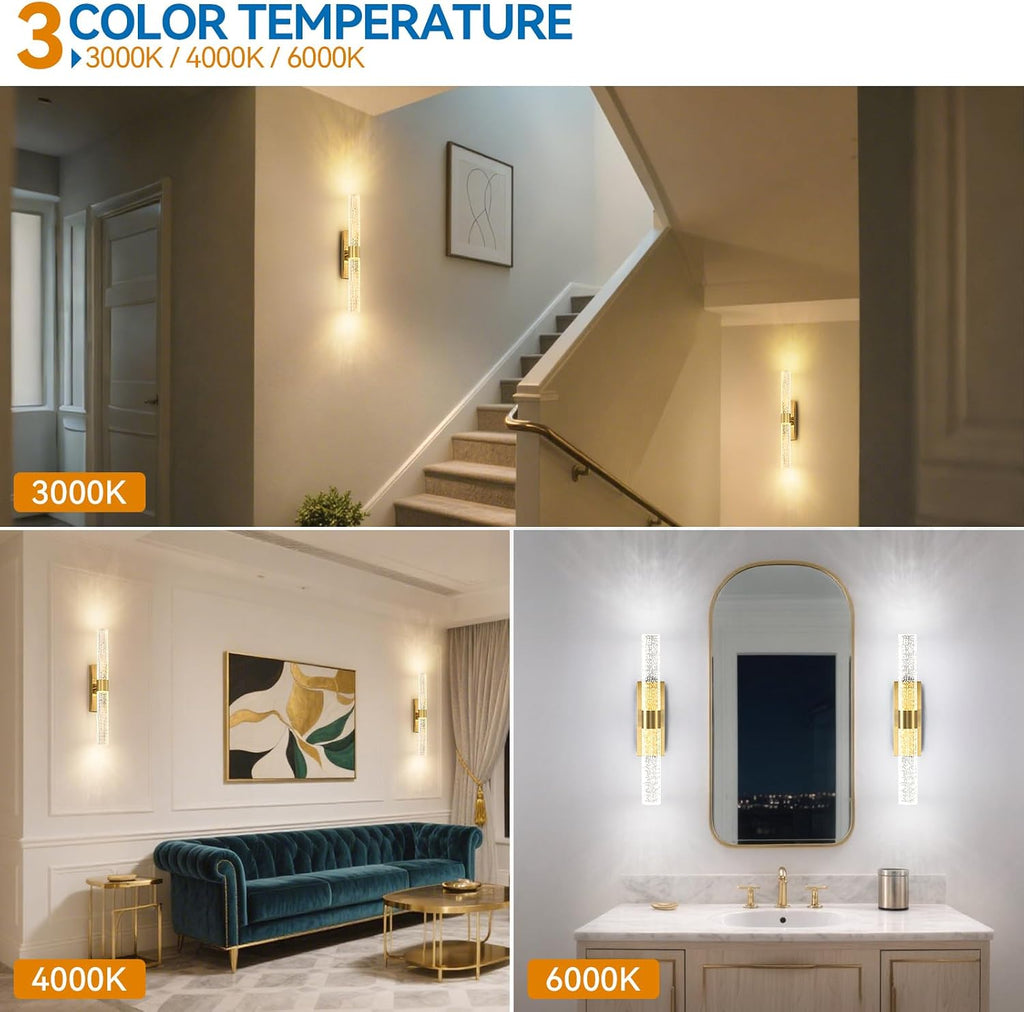 Battery Operated Wall Sconces Set of 2, 10000mAh Gold Rechargeable Wall Lights with Remote, Dimmable Wireless Wall