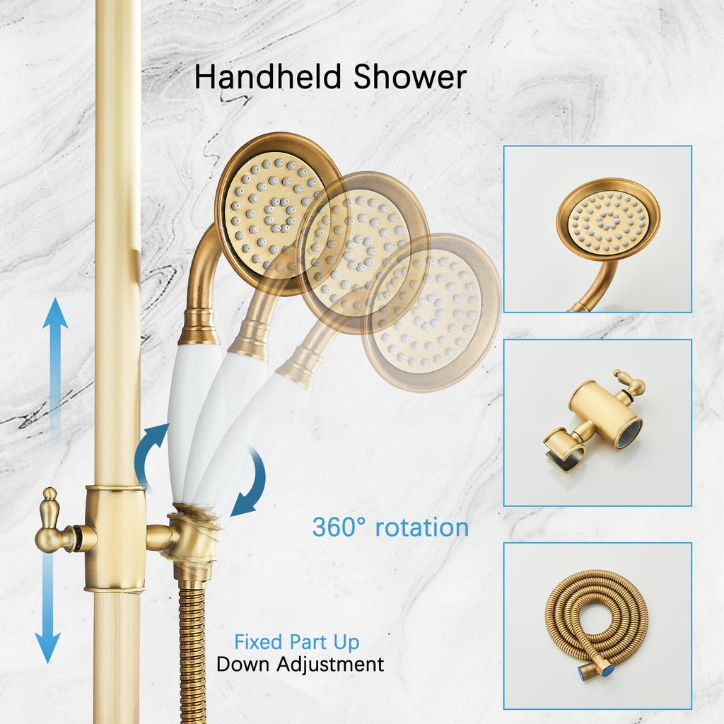Antique Brass Shower System Bathroom Shower Faucet Set