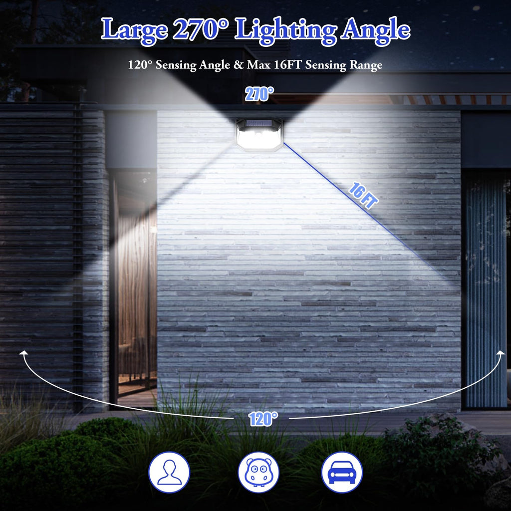 Solar Outdoor Lights, 8-Pack Super Bright 178 LEDs Motion Sensor Wall Light with 270° Wide Angle & 3 Modes