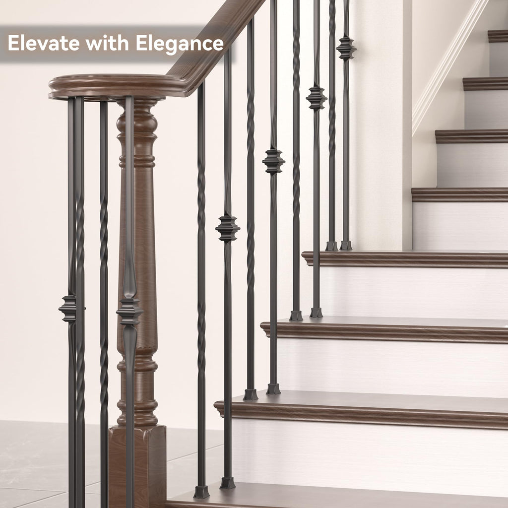 Wrought Iron Hollow Balusters - Deck Spindles Stair Railing indoor, Stair Single Spoon Knuckle Hollow Iron Baluster