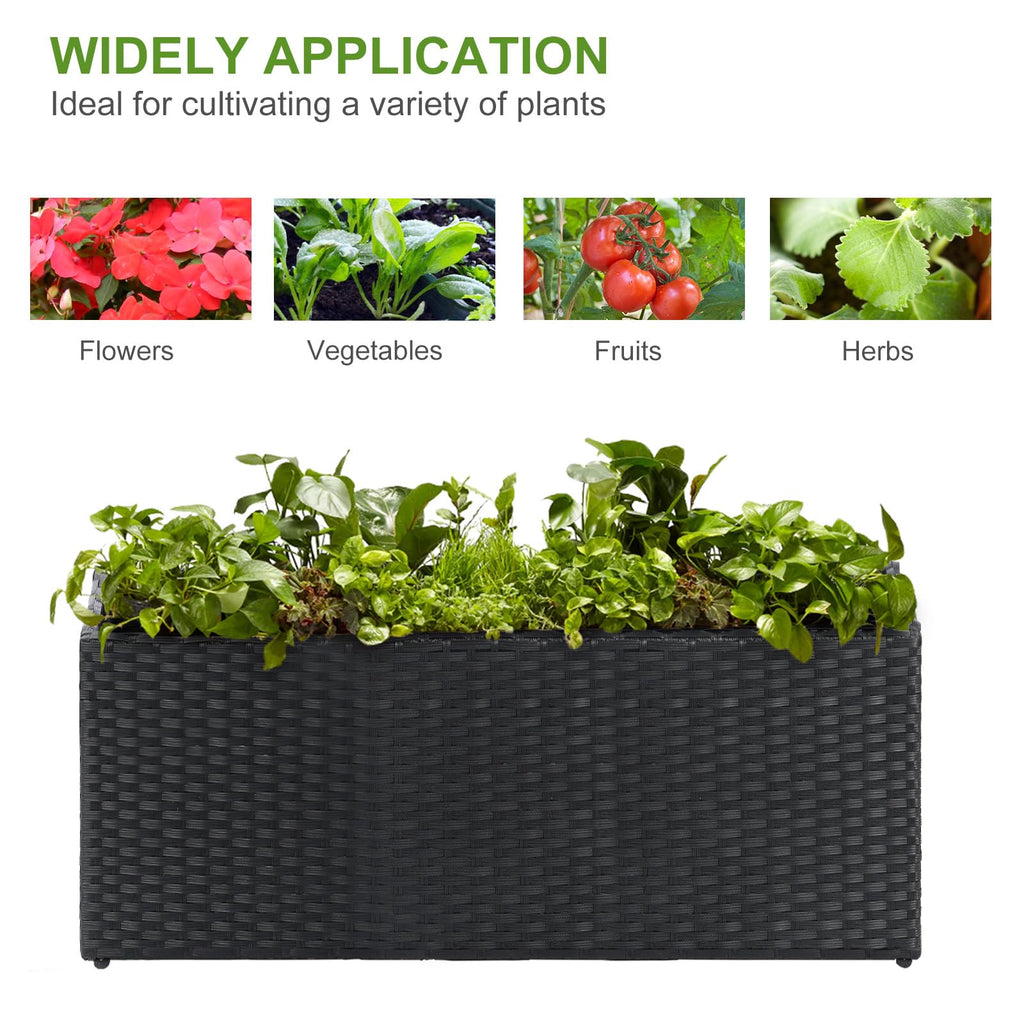 Large Rectangular Block Planter Box Handmade Wicker Tall Planters for Outdoor Plants with Removable Liners Modern
