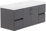 Spring Mill Cabinets Innes 48 Inch Floating Bathroom Vanity with White Single Sink Top, 2-Door Cabinet