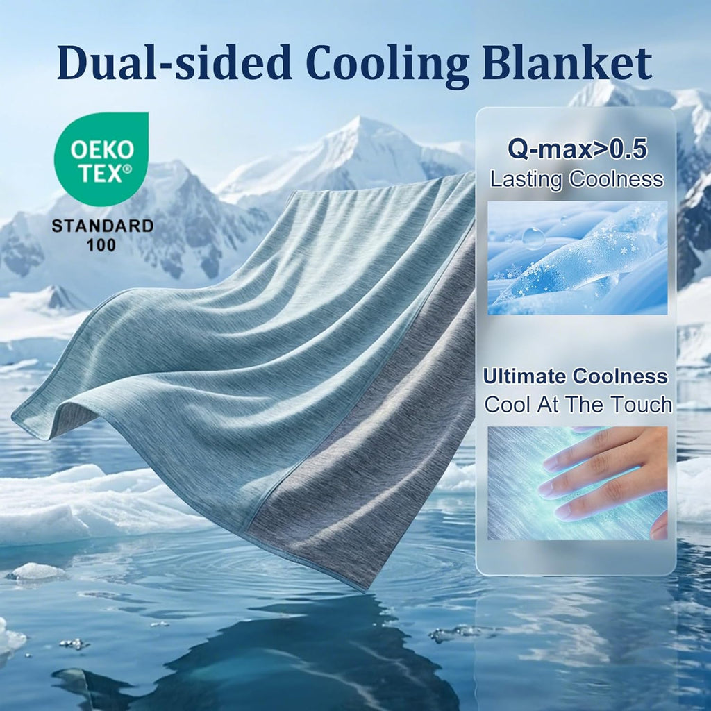 Double-Sided Cooling Blanket, Arc-Chill Q-Max >0.5 Cooling Fiber for Hot Sleepers Night Sweat Relief Lightweight