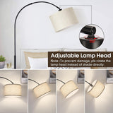 Dimmable Floor Lamp, Arc Floor Lamp with Dimmer, Black Standing Lamp with Adjustable Hanging Shade