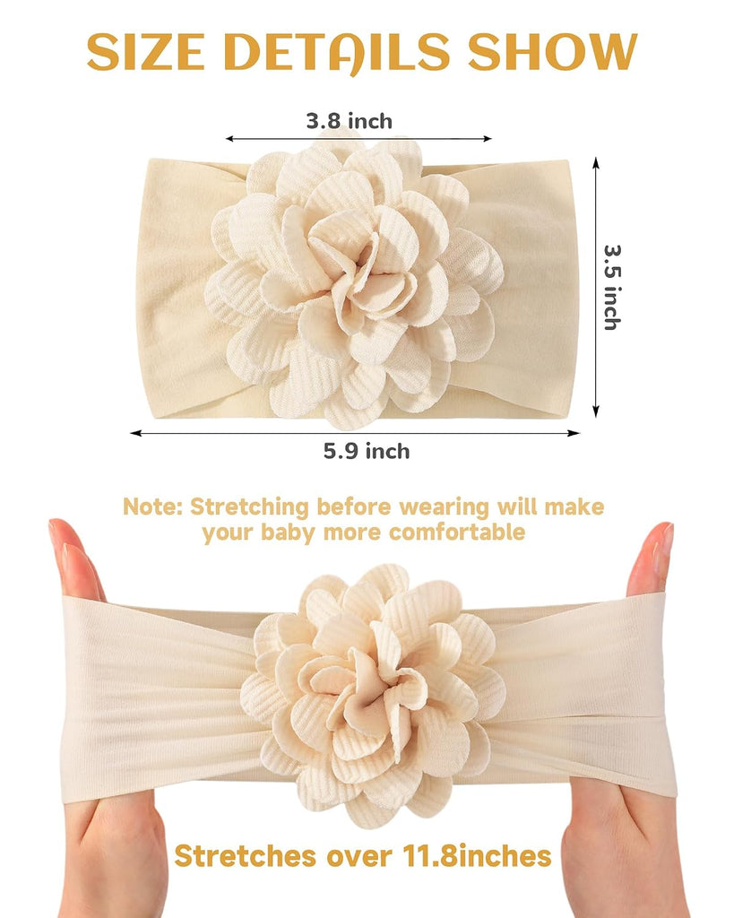 6pcs Baby Girls Flower Hair Headbands Nylon Hair Bands