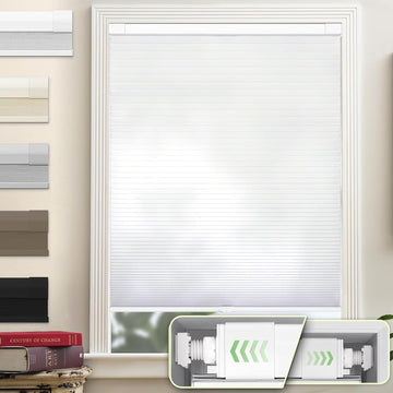 Dual Tensioner 1.5" No Drill Cellular Shades for Indoor Windows, Cordless Privacy No Drill Cellular Shades for Indoor