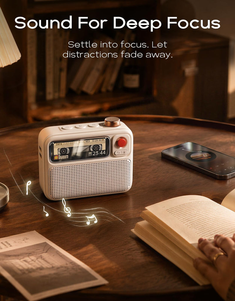 Flowtoo White Noise Machine with Bluetooth Speaker, Alarm Clock & Calming Screen Display, Bedside Companion for