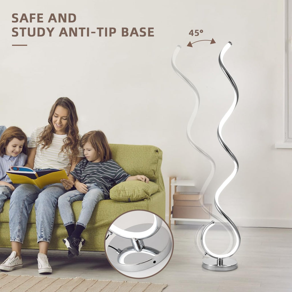 Spiral LED Floor Lamp, 40W Modern Floor Lamps with Remote Control, 3 Colors Stepless Dimmable Floor Standing Lamp
