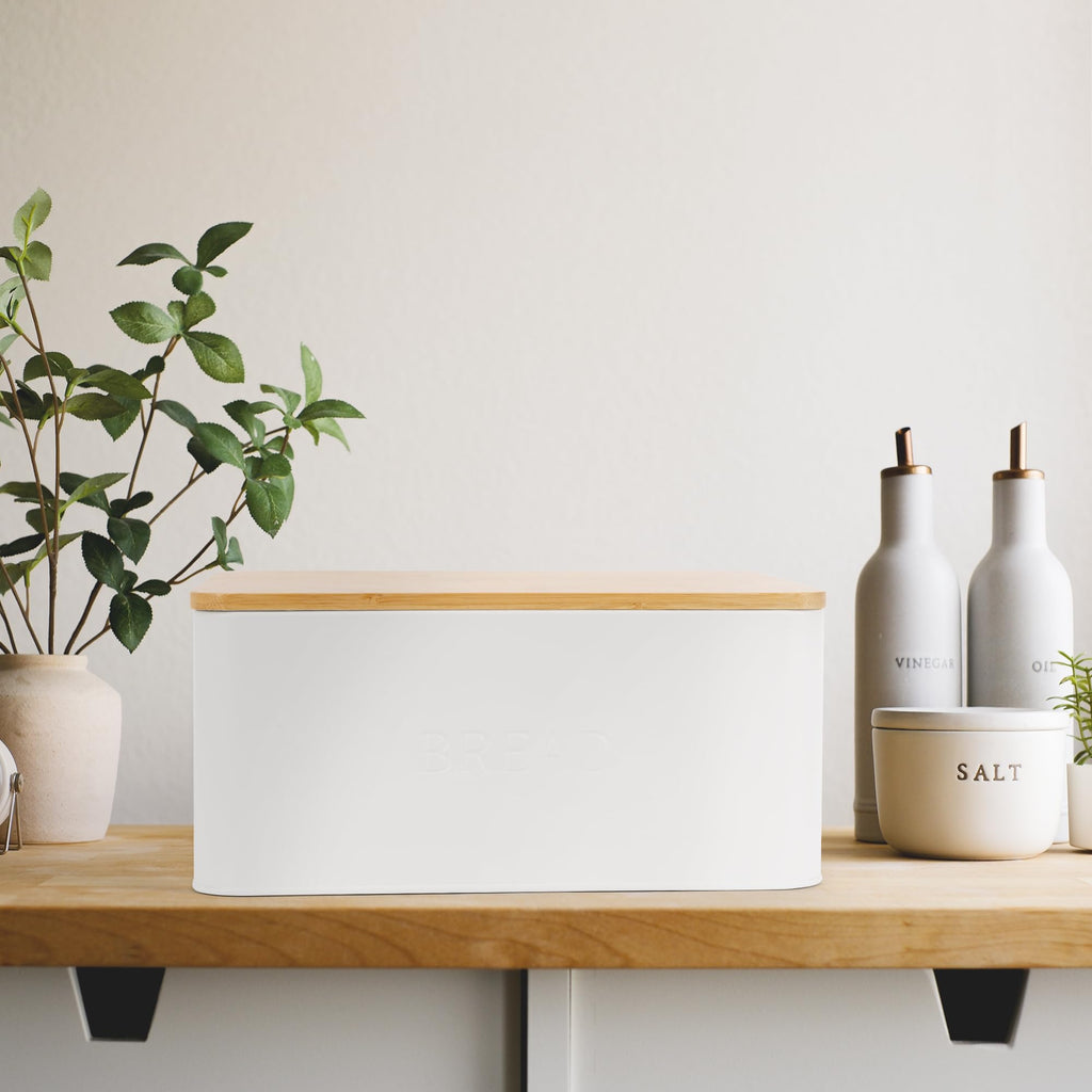 Bread Box - Beautiful With Wooden Lid For Your Kitchen Countertop