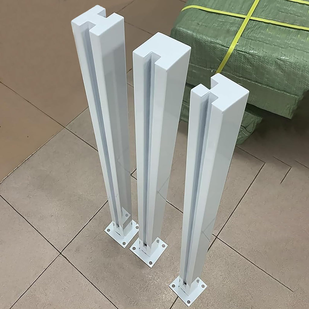 Glass Railing Post, No-Punch / 304 Stainless Steel Glass Railing Spigot with Slots & Base, Heavy-Duty Clamp Bracket