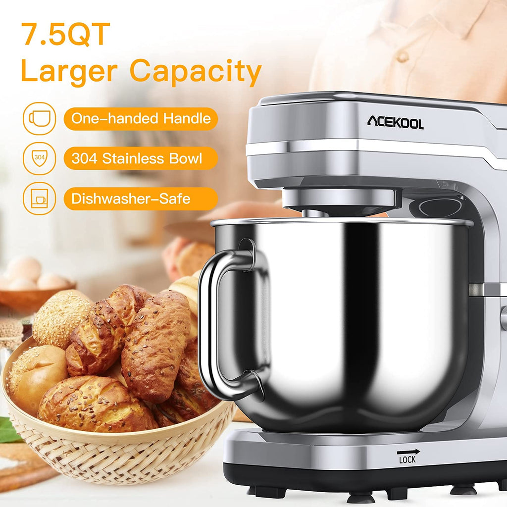 Stand Mixer 7.5QT 10-Speed 660W Tilt-Head Kitchen Electric Food Cake Mixer with Stainless Steel Bowl, Whisk, Dough