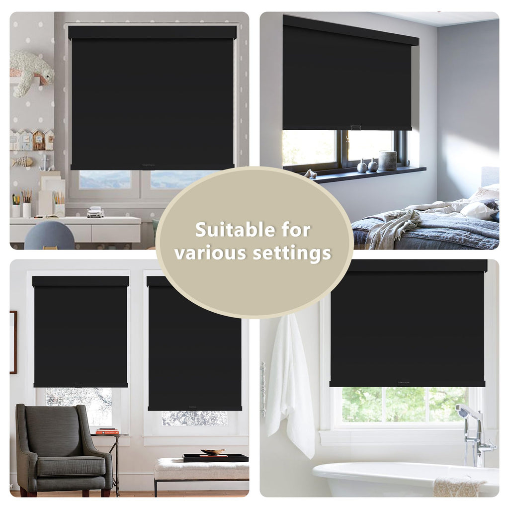 Cordless Blackout Roller Shades Blinds for Windows, Black