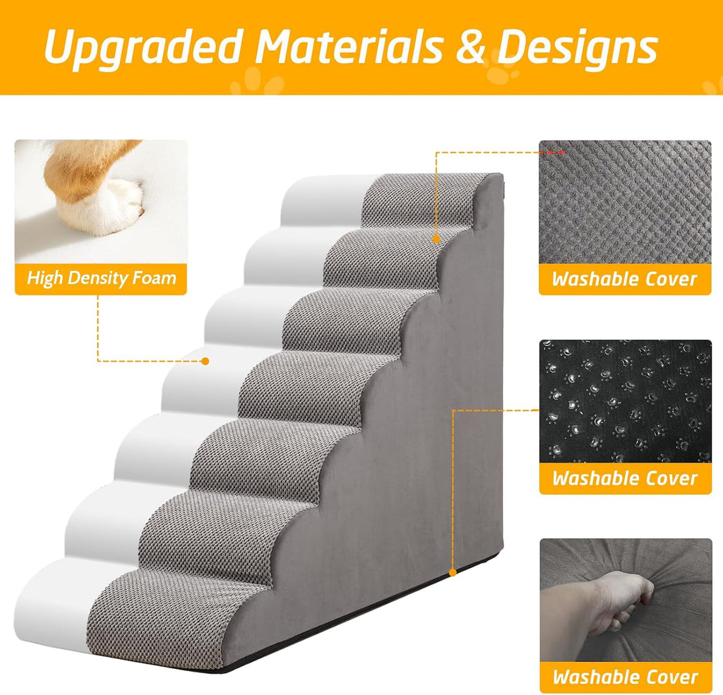 35" H Dog Stairs for Small and Medium Dogs 7-Step Ramps for High Beds and Couch Non-Slip Extra Wide Pet Stairs