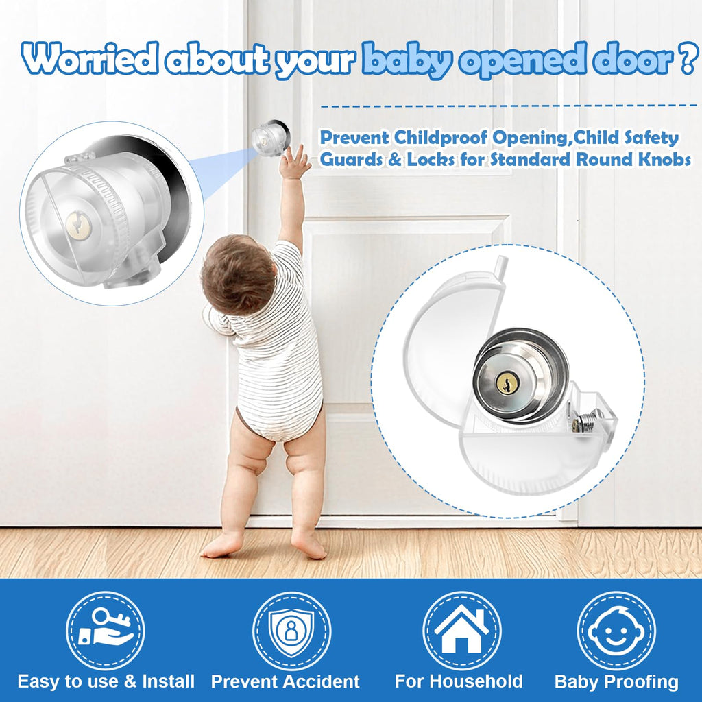 Door Knob Safety Self-locking Cover for Kids, 1 Pack,Prevent Childproof Opening,Easy Install&Use,Child Safety Guards