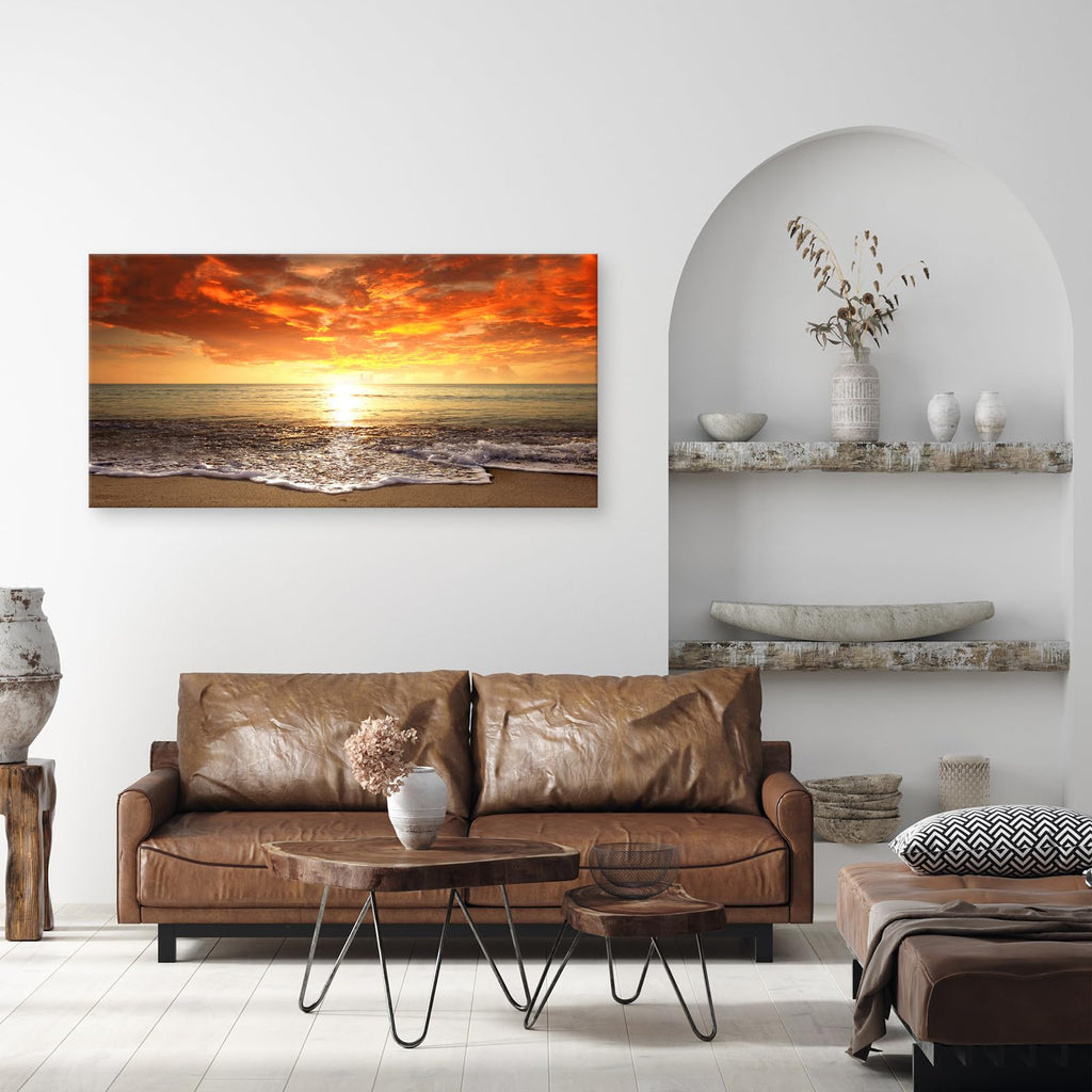 Canvas Prints Wall Art Sunset Ocean Beach Pictures Photo Paintings Bedroom Home Decorations Modern Stretched