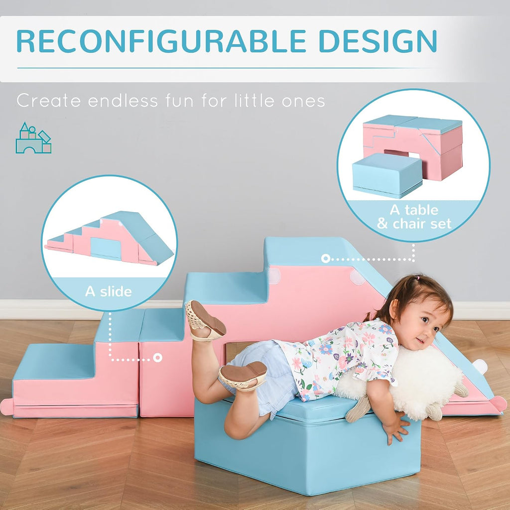 Toddlers Climbing Toys, Foam Climbing Blocks, 2 Pieces PU Leather Soft Play Set Indoor for Crawling or Sliding Aged