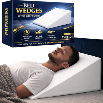 Elevated Bed Wedge Pillow for Back Support, Acid Reflux, Leg, Neck Pain, Snoring, Triangle Pilow | Incline Shape for