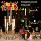 4PCS Acrylic Candelabra Centerpieces for Tables,2-in-1 Clear 5 Arm Candelabras &Flower Stand,Acrylic Centerpieces Stand