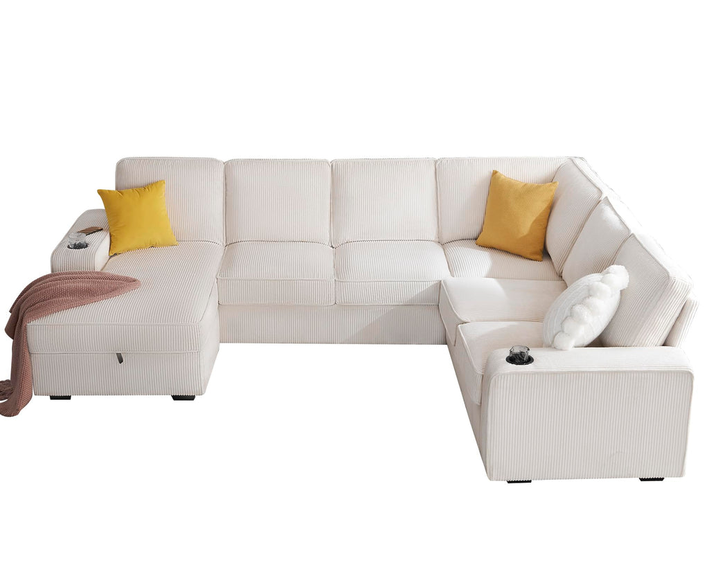 112" Sectional Couch, U Shaped Couch with Storage, Couches