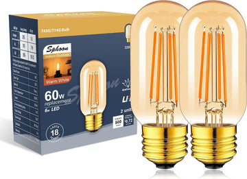 Amber Light Bulb,Dimmable Tubular led Bulb, T45 edison Bulbs, 60W, 6W 500lm