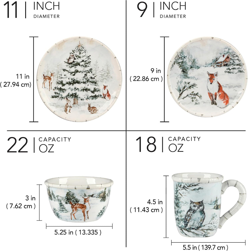 Winter Frost 16 Pc Dinnerware Set, Service for 4
