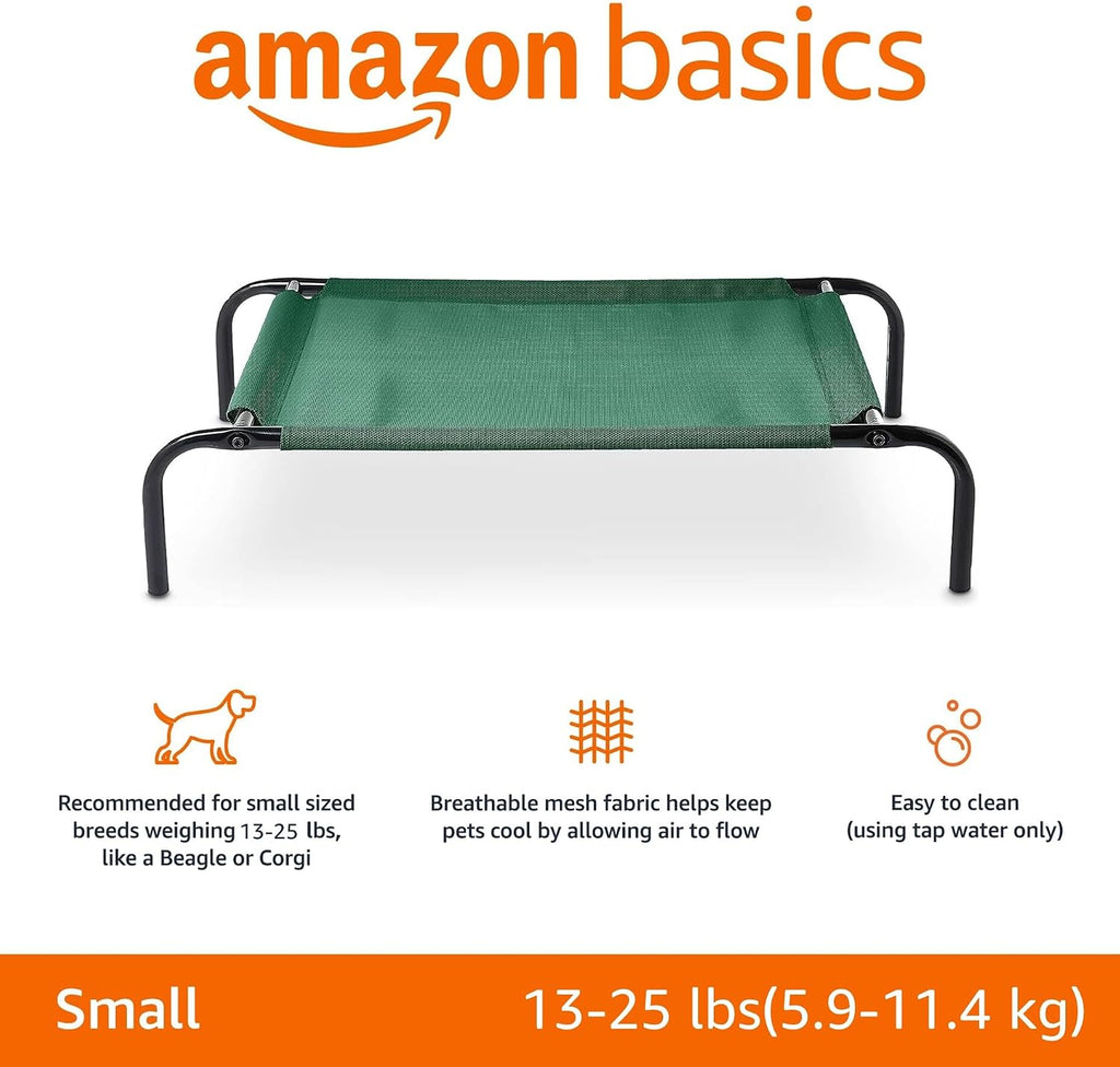 Cooling Breathable Elevated Dog Bed with Metal Frame for Small Dogs, Green