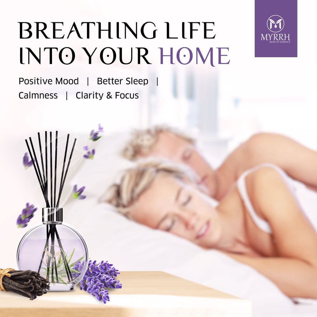 Lavender Blossom Scented Reed Diffuser Set with 8 Rattan Diffuser Sticks, 150 ml, All Natural Air Freshener
