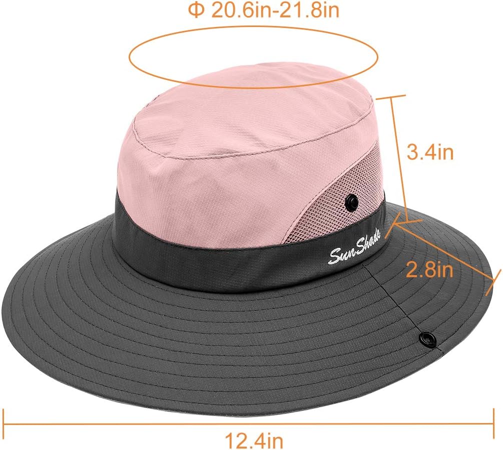 Kids UV Sun Hat with Ponytail Hole UPF 50 Bucket Cap for Girls Summer Beach & Fishing