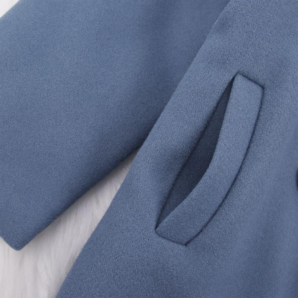 Toddler Baby Girl Winter Coat Dress Coat Warm Jacket Long Sleeve Button Trench Coat Kids Peacoat Outwear Clothes