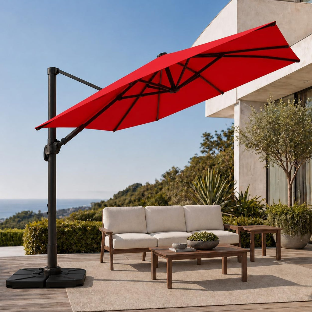 Cantilever Patio Umbrella, Large Square Outdoor Offset Umbrella with Aluminum Pole, 360-degree Rotation Pool