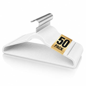 Velvet Hangers 50 Pack, 17.5" Non-Slip Clothes Hangers, White