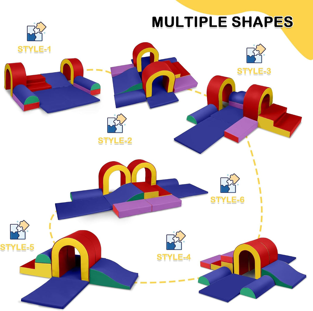 10 Piece Foam Climbing Blocks for Toddlers, Soft Play Set Blocks