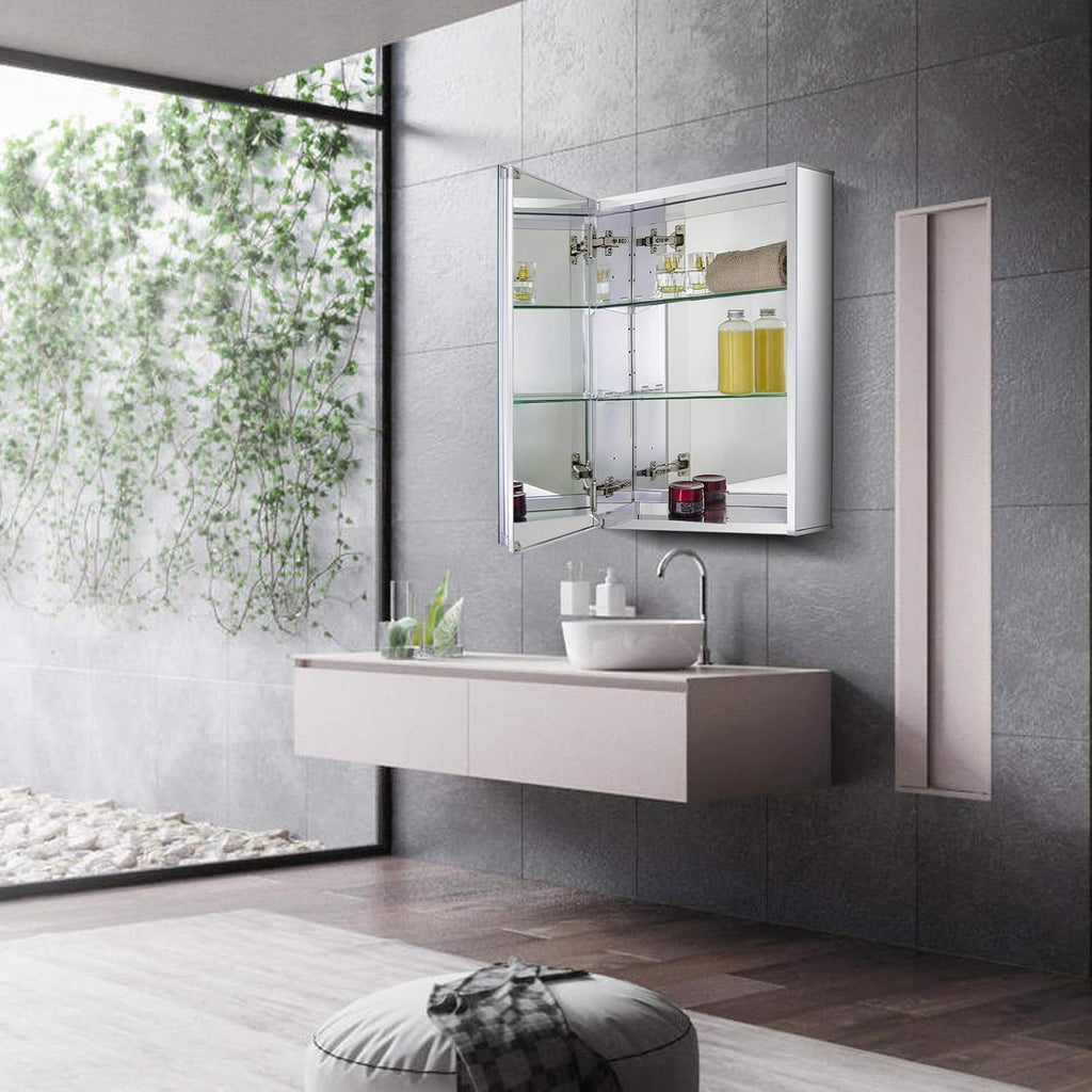 15 x 24 Medicine Cabinet, Two Adjustable Shelves, Recessed or Surface Mount | Bathroom Medicine Cabinet with Mirror