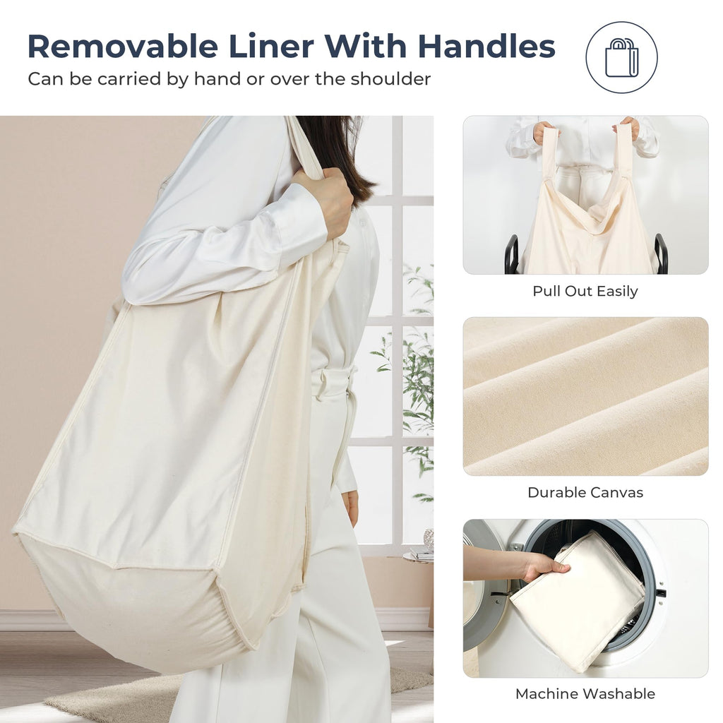 Laundry Hamper 4 Section, 140L Rolling Laundry Sorter Cart with Removable and Washable Liner Bag, Clothes Hamper with
