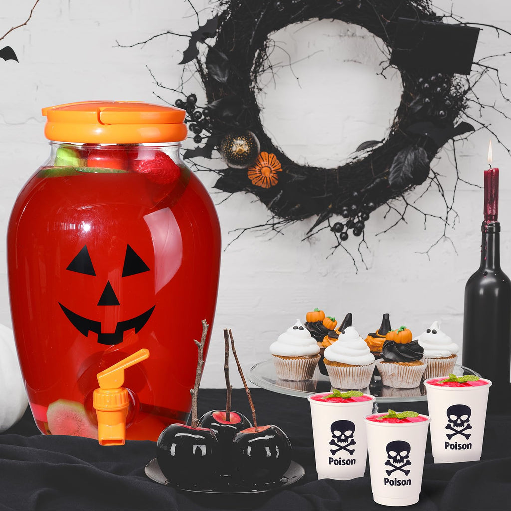 1 Gallon Halloween Drink Dispenser with Steel Stand and Lid, Grimace