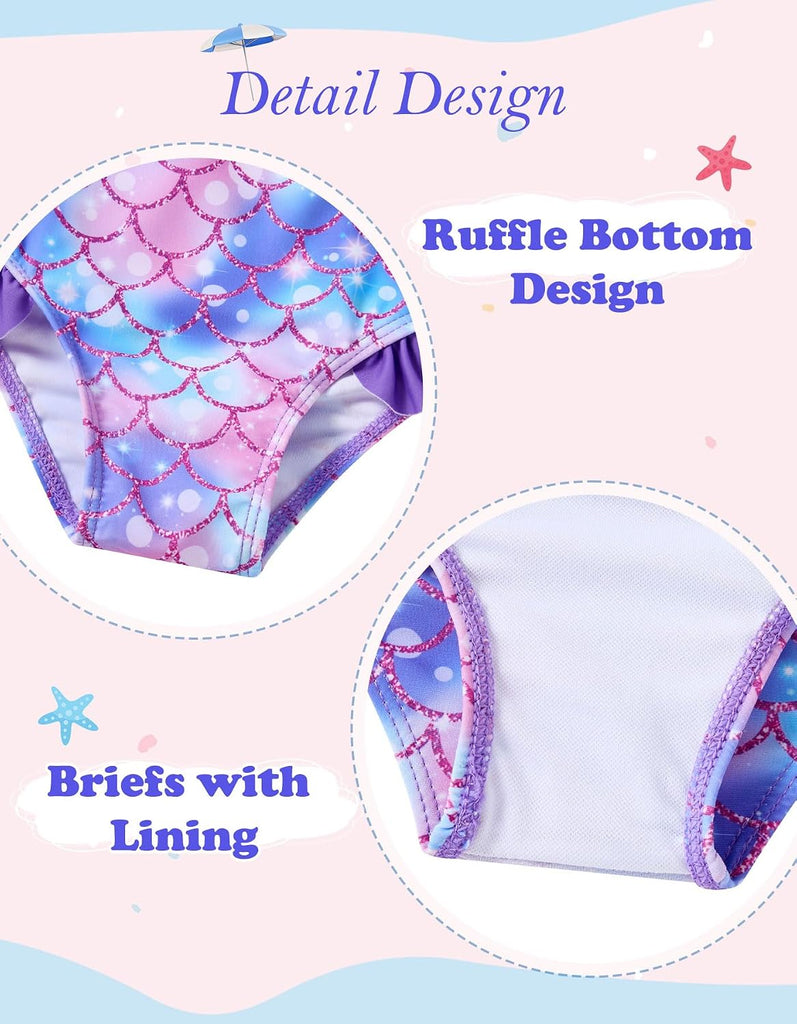 Little Girls 2 Piece Mermaid Bikini Set Ruffle Bathing Swimsuit